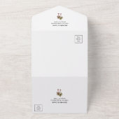 トロピカルパームツリー シンプル タイポグラフィー ウェディング オールインワン招待状 (外側)