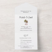 トロピカルパームツリー シンプル タイポグラフィー ウェディング オールインワン招待状 (内側)