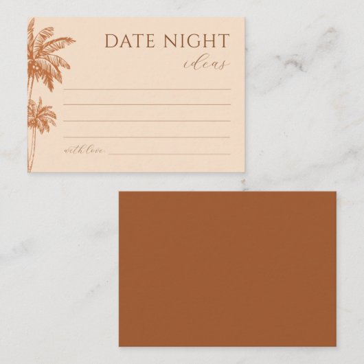 トロピカルパームツリー テラコッタ デートナイトのアイデア エンクロージャーカード (正面/裏面)