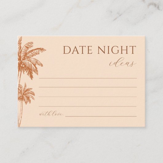 トロピカルパームツリー テラコッタ デートナイトのアイデア エンクロージャーカード (正面)