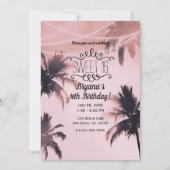 トロピカルパームツリー＆ライト ピンクビーチ スイート16 招待状 (正面)