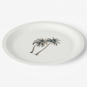 トロピカルパームツリー ラスティック コーストウェディング ペーパープレート (アングル)