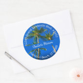 トロピカルパームツリー 手描き住所ラベル ラウンドシール (封筒)