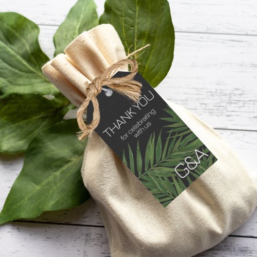 トロピカルパームナイトスカイモダンイニシャル結婚ズ ギフトタグ