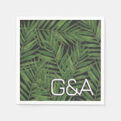 トロピカルパームナイトスカイモダンイニシャル結婚ズ スタンダードカクテルナプキン (正面)
