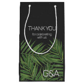 トロピカルパームナイトスカイモダンイニシャル結婚ズ スモールペーパーバッグ (正面)