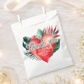 トロピカルパームハートサンキューユー結婚式の引き出物バッグ フェイバーバッグ (クリップ留めされた状態)