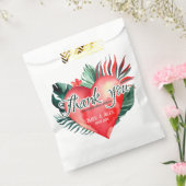 トロピカルパームハートサンキューユー結婚式の引き出物バッグ フェイバーバッグ (封をした状態)