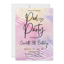 トロピカルパームパステルレインボープールパーティー誕生日