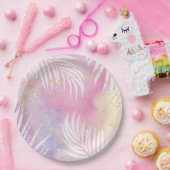 トロピカルパームパステルレインボープールパーティー ペーパープレート (パーティー)