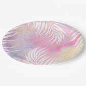 トロピカルパームパステルレインボープールパーティー ペーパープレート (アングル)