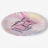 トロピカルパームパステルレインボープールパーティー ペーパープレート (アングル)