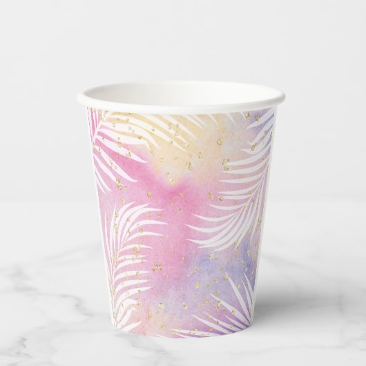 トロピカルパームパステルレインボープールパーティー 紙コップ (正面)