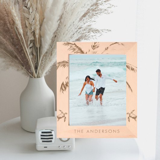 トロピカルパームパーソナライズされたウミガメ木製 レーザー彫刻フレーム