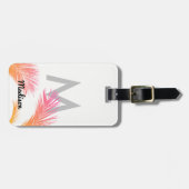 トロピカルパームパーソナライズされたツリーズモノグラムカスタム ラゲッジタグ (正面横)