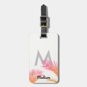 トロピカルパームパーソナライズされたツリーズモノグラムカスタム ラゲッジタグ (正面縦)