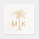 トロピカルパームパーソナライズされたツリーモノグラム 箔ナプキン (正面)