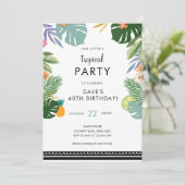 トロピカルパームパーティールアウ(ハワイ式宴会)アダルトハワイアン誕生日 招待状 (スタンド正面)