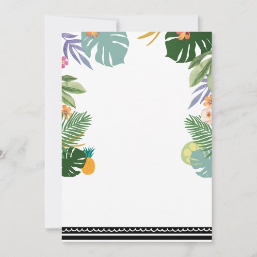 トロピカルパームパーティールアウ(ハワイ式宴会)アダルトハワイアン誕生日 招待状 (裏面)