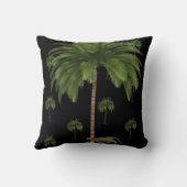 トロピカルパームヒョウ印刷ワイルドブラックモノグラム クッション (裏面)
