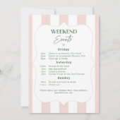トロピカルパームビーチの花嫁前夜祭り週末の予定 招待状 (裏面)