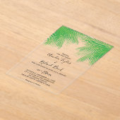 トロピカルパームビーチアクリルウェディング招待 アクリル招待状 (レイダウン)