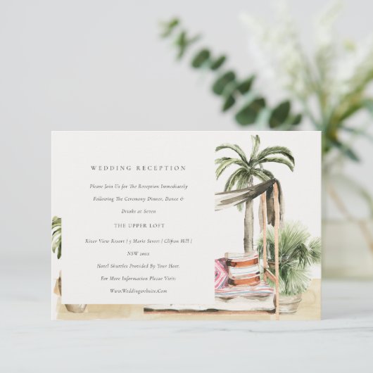 トロピカルパームビーチカバナウェディングレセプション エンクロージャーカード (スタンド正面)