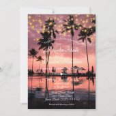 トロピカルパームビーチサマー結婚サンセット 招待状 (正面)