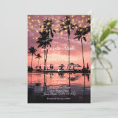 トロピカルパームビーチサマー結婚サンセット 招待状 (スタンド正面)