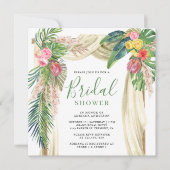 トロピカルパームビーチボホパンパスアーチブライダルシャワー 招待状 (正面)