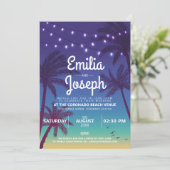 トロピカルパームビーチレトロ結婚式招待状 招待状 (スタンド正面)