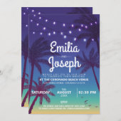 トロピカルパームビーチレトロ結婚式招待状 招待状 (正面/裏面)