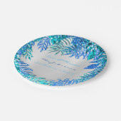 トロピカルパームビーチ海ブルー海ピンクトゥルコイズ ペーパープレート (アングル)