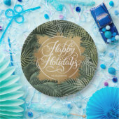 トロピカルパームフェイク金ゴールドフォイルホリデー ペーパープレート (パーティー)