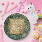 トロピカルパームフェイク金ゴールドフォイルホリデー ペーパープレート (パーティー)