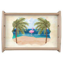 トロピカルパームフラミンゴビーチトレイ