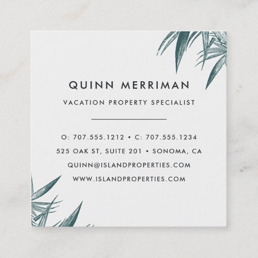 トロピカルパームフロンド スクエア名刺 (裏面)
