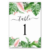 トロピカルパームフローラウォーターカラールアウ(ハワイ式宴会)結婚ズ テーブルナンバー (正面)