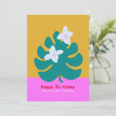 トロピカルパームフローラトレンディーモダンバースデーカード シーズンカード (スタンド正面)