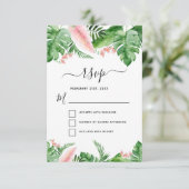 トロピカルパームフローラ水彩ウェディングRSVP 招待状 (スタンド正面)