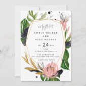 トロピカルパームフローラ水離れ色結婚の 招待状 (正面)