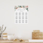 トロピカルパームフローラ結婚赤面のシーティングチャート ポスター (キッチン)