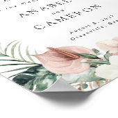 トロピカルパームフローラ結婚赤面の歓迎サイン ポスター (角)