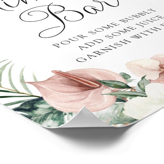 トロピカルパームフローラ結婚赤面ズミモサバー標識 ポスター (角)