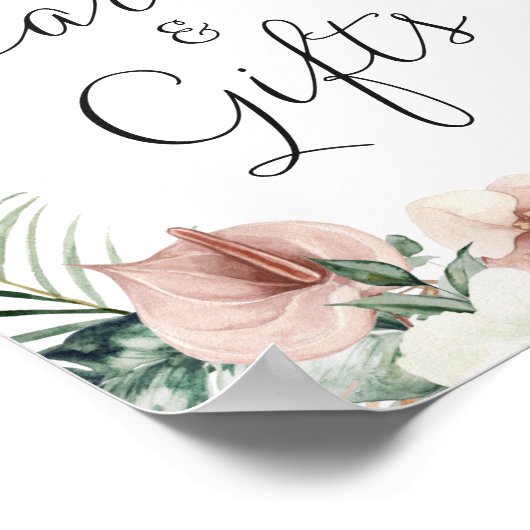 トロピカルパームフローラ赤面ウェディングカードとギフト ポスター (角)