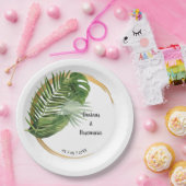 トロピカルパームブライダル結婚披露宴 ペーパープレート (パーティー)