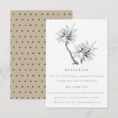 トロピカルパームブラックホワイトスケッチ結婚式の披露宴 エンクロージャーカード (正面/裏面)