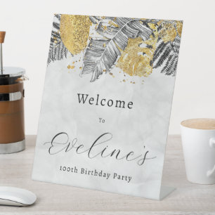 トロピカルパームブラック金ゴールド100th誕生日へようこそ 台座サイン