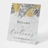 トロピカルパームブラック金ゴールド100th誕生日へようこそ 台座サイン (正面)