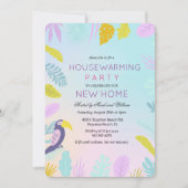 トロピカルパームマコーバード引っ越し祝いパーティー招待状 招待状 (正面)